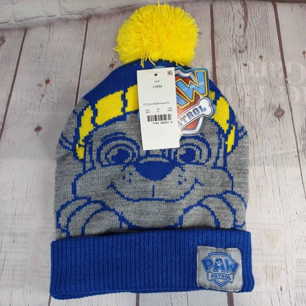Paw Patrol Nickelodeon Unisex Kids Beanie Hat Toboggan One Sz Blue Gray Yellow